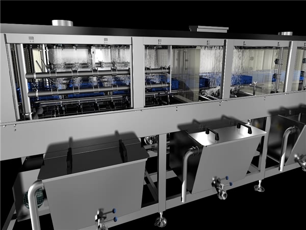 食品筐清洗機(jī)流水線，食品筐清洗機(jī)